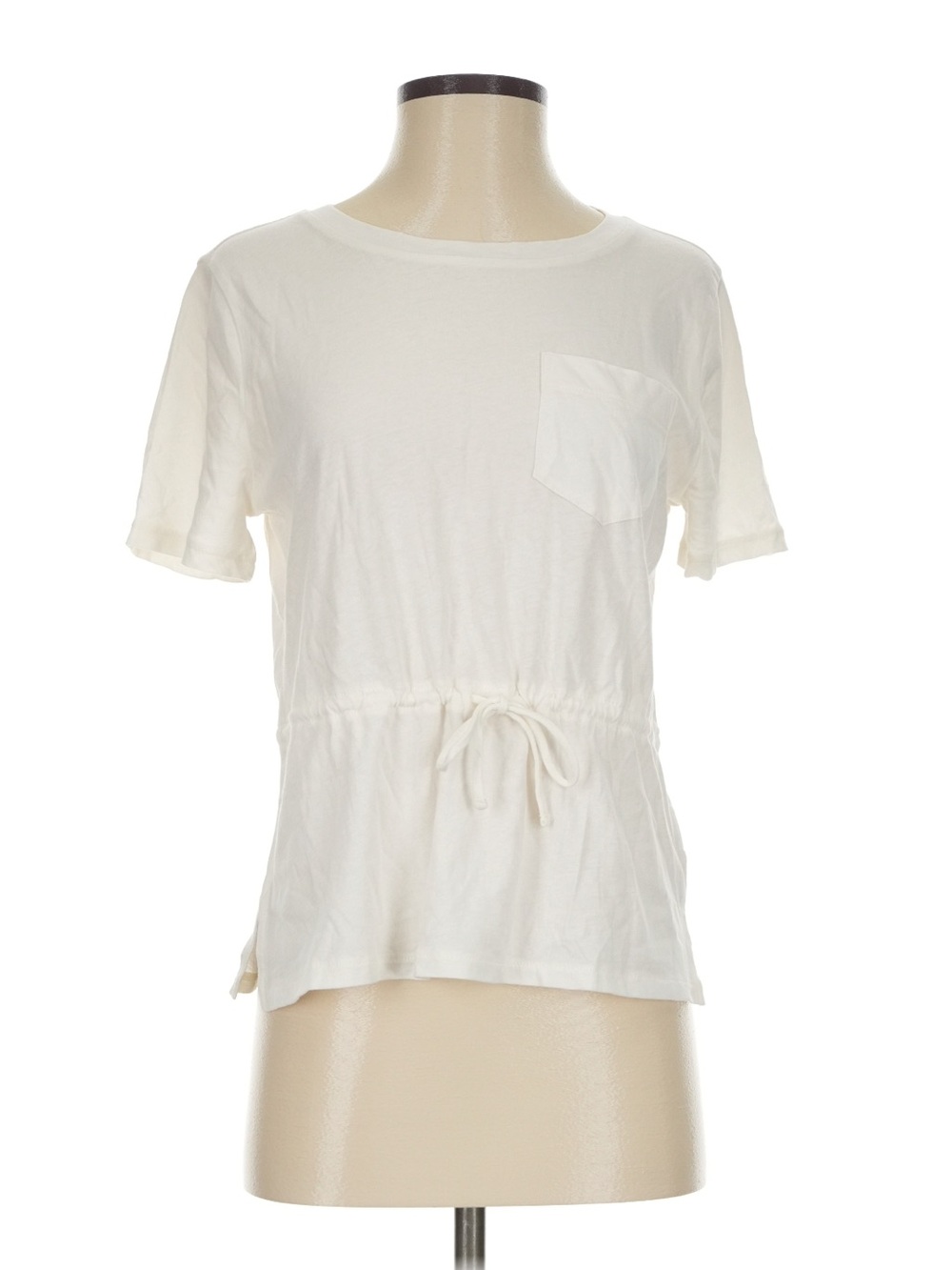 J. Crew White Short Sleeve Drawstring Waist Tee